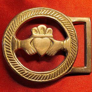 Solid Brass Claddagh Irish Belt Buckle
